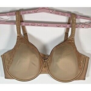 Vanity Fair Bra Nude Size 40DD Lace Detail Padded /underwire 75335 EUC Beige